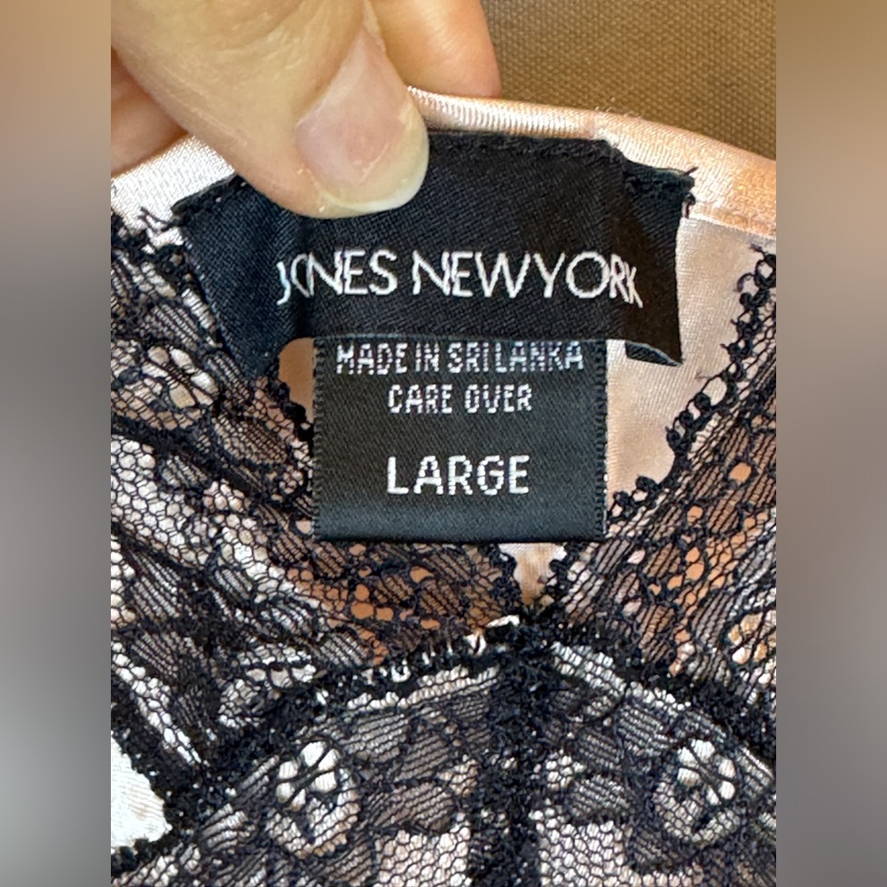 Jones New York Intimates Pink & Black Lace Slip- Sz Large - Picture 7 of 8
